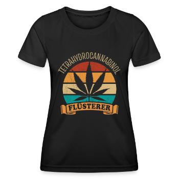 THC Flüsterer - Tetrahydrocannabinol - Cannabis - Frauen Funktions-T-Shirt - Schwarz - Vorne - AI Model Female 172 light (172cm)