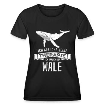 Ich brauche keine Therapie - ich brauch nur Wale - Frauen Funktions-T-Shirt - Schwarz - Vorne - AI Model Female 172 light (172cm)