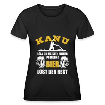 Kanu löst die meisten meiner Probleme - Bier - Frauen Funktions-T-Shirt - Schwarz - Vorne - AI Model Female 172 light (172cm)