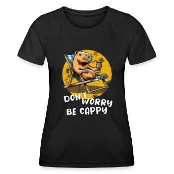 Don't worry be Cappy - Capybara - Urlaub - Frauen Funktions-T-Shirt - Schwarz - Vorne - AI Model Female 172 light (172cm)