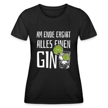 Am Ende ergibt alles einen Gin - Spruch - Frauen Funktions-T-Shirt - Schwarz - Vorne - AI Model Female 172 light (172cm)