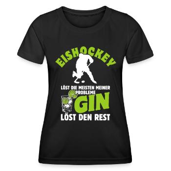 Eishockey löst die meisten meiner Probleme - Gin - Frauen Funktions-T-Shirt - Schwarz - Vorne - AI Model Female 172 light (172cm)