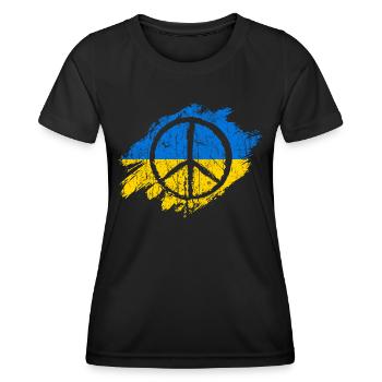 Ukraine Frieden Peace Flagge - Frauen Funktions-T-Shirt - Schwarz - Vorne - AI Model Female 172 light (172cm)