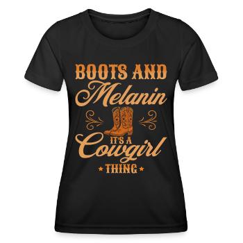 Western Country Afro Women - Women's Functional T-Shirt - black - Front - AI Model Female 172 light (172cm)