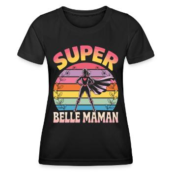 Belle Mère Humour Super Belle Maman - T-shirt sport Femme - noir - Devant - AI Model Female 172 light (172cm)