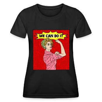 POP-ART COMIC PIN-UP GIRL WE CAN DO IT - Women's Functional T-Shirt - black - Front - AI Model Female 172 light (172cm)