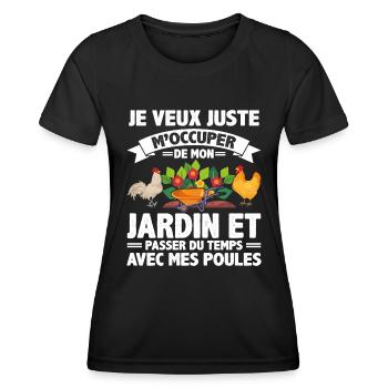 J'veux Juste M'occuper De Mon Jardin Et Mes Poules - T-shirt sport Femme - noir - Devant - AI Model Female 172 light (172cm)