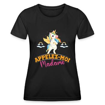 Appelez Moi Madame - T-shirt sport Femme - noir - Devant - AI Model Female 172 light (172cm)