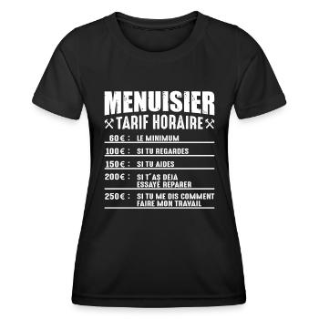 Le Tarif Horaire D'un Menuisier - T-shirt sport Femme - noir - Devant - AI Model Female 172 light (172cm)