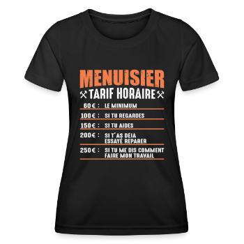 Le Tarif Horaire D'un Menuisier - T-shirt sport Femme - noir - Devant - AI Model Female 172 light (172cm)