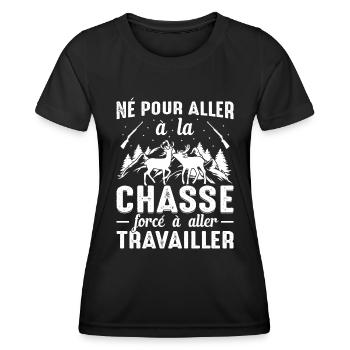 Né Pour Aller À La Chasse Chasser Cadeau Nature - T-shirt sport Femme - noir - Devant - AI Model Female 172 light (172cm)