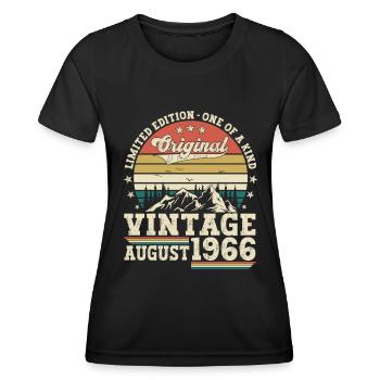 Original August Jahrgang 1966 56. Geburtstag - Frauen Funktions-T-Shirt - Schwarz - Vorne - AI Model Female 172 light (172cm)