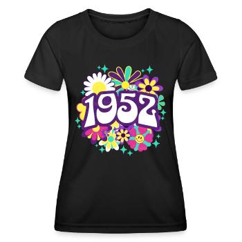 Groovy and Vintage 1952 70 Years Anniversary - Women's Functional T-Shirt - black - Front - AI Model Female 172 light (172cm)