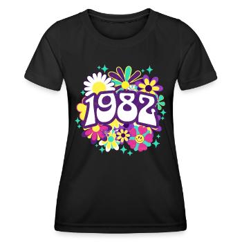 Groovy und Vintage 1982 40 Jahre Jubiläum - Frauen Funktions-T-Shirt - Schwarz - Vorne - AI Model Female 172 light (172cm)