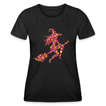 Halloween Hexe mit Halloween Kostümpunkten - Frauen Funktions-T-Shirt - Schwarz - Vorne - AI Model Female 172 light (172cm)