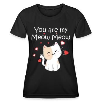 Katzenchat Miau-Paare verliebt Liebesbeweis - Frauen Funktions-T-Shirt - Schwarz - Vorne - AI Model Female 172 light (172cm)