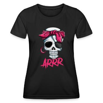 Piratenfamilie Mama Frau Girl Piratenkostüm Outfit - Frauen Funktions-T-Shirt - Schwarz - Vorne - AI Model Female 172 light (172cm)