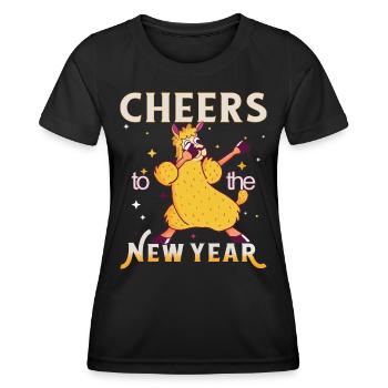 Réveillon du Nouvel An 2023 Lama - Bravo à la nouvelle année ! - T-shirt sport Femme - noir - Devant - AI Model Female 172 light (172cm)