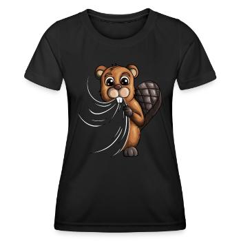 Biberdamm Biber Fan Biber knappert dein Shirt an - Frauen Funktions-T-Shirt - Schwarz - Vorne - AI Model Female 172 light (172cm)