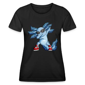 Axolotl avec chaussures de danse rouges Lunettes de soleil Dabbing - T-shirt sport Femme - noir - Devant - AI Model Female 172 light (172cm)