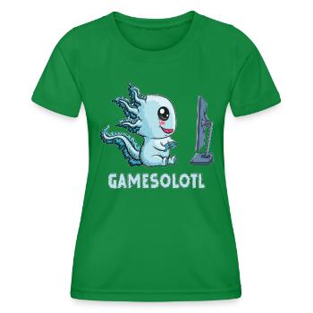 Moch Axolotl sur PC Jeux de joueurs Jouer Gamesolotl - T-shirt sport Femme - vert - Devant - AI Model Female 172 dark (172cm)