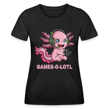 Jeux Jeux Jouer Axolotl Newt Jeux O Lotl - T-shirt sport Femme - noir - Devant - AI Model Female 172 light (172cm)