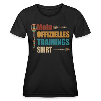 Darts / Dart Spruch mit Dartpfeil - Frauen Funktions-T-Shirt - Schwarz - Vorne - AI Model Female 172 light (172cm)