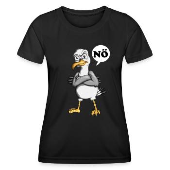 Plattdeutsche Möwe Nö Spruch Nordsee Liebhaber - Frauen Funktions-T-Shirt - Schwarz - Vorne - AI Model Female 172 light (172cm)