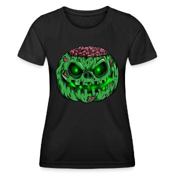 Zombie Kürbis Leuchtendes Skelett Halloween Zombie - Frauen Funktions-T-Shirt - Schwarz - Vorne - AI Model Female 172 light (172cm)