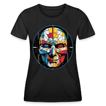 Biometrisches buntes Männer Gesicht - Frauen Funktions-T-Shirt - Schwarz - Vorne - AI Model Female 172 light (172cm)