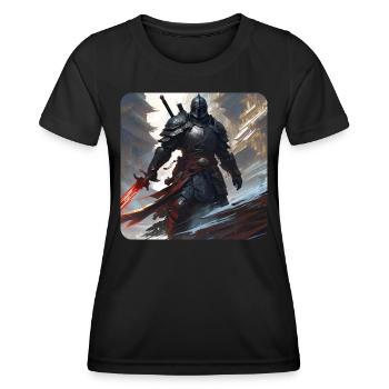 Dunkler Fantasy Krieger mit Schwer - Frauen Funktions-T-Shirt - Schwarz - Vorne - AI Model Female 172 light (172cm)