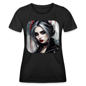 Fille gothique cool aux lèvres rouges - T-shirt sport Femme - noir - Devant - AI Model Female 172 light (172cm)