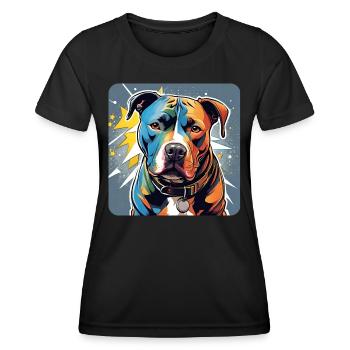Chien Pitbull cool - T-shirt sport Femme - noir - Devant - AI Model Female 172 light (172cm)