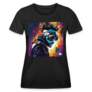 Cool steampunk man with glasses - Women's Functional T-Shirt - black - Front - AI Model Female 172 light (172cm)
