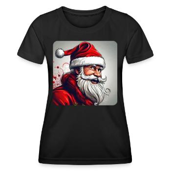 Père Noël fou - T-shirt sport Femme - noir - Devant - AI Model Female 172 light (172cm)