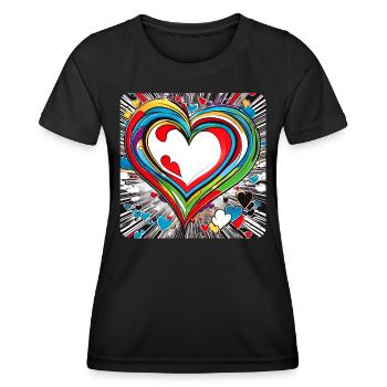 Herz in bunten Farben - Frauen Funktions-T-Shirt - Schwarz - Vorne - AI Model Female 172 light (172cm)