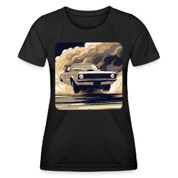 Oldtimer Drift Auto Turbo Rallye mit Rauch - Frauen Funktions-T-Shirt - Schwarz - Vorne - AI Model Female 172 light (172cm)