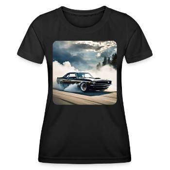 Schwarzes Odtimer Drift Auto Turbo mit Rauch - Frauen Funktions-T-Shirt - Schwarz - Vorne - AI Model Female 172 light (172cm)