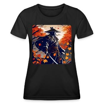 Proud samurai warrior with katana in autumn - Women's Functional T-Shirt - black - Front - AI Model Female 172 light (172cm)