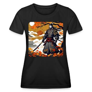 Proud samurai warrior with katana in autumn - Women's Functional T-Shirt - black - Front - AI Model Female 172 light (172cm)