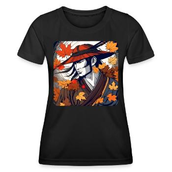 Stolzer Samurai Krieger im Herbst - Frauen Funktions-T-Shirt - Schwarz - Vorne - AI Model Female 172 light (172cm)