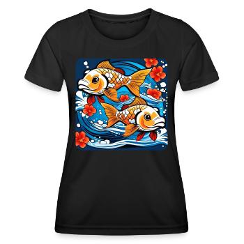 Poisson rouge mignon - T-shirt sport Femme - noir - Devant - AI Model Female 172 light (172cm)