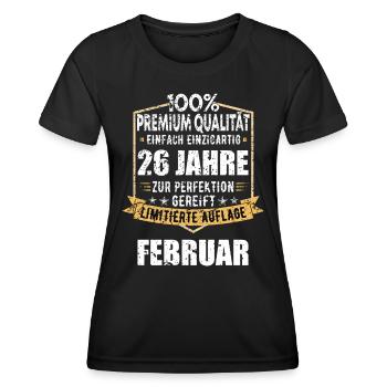 26. Geburtstag FEBRUAR Jahrgang 1998 Geschenkidee - Frauen Funktions-T-Shirt - Schwarz - Vorne - AI Model Female 172 light (172cm)