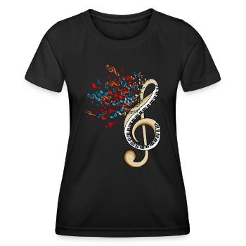 Musicien Apprentissage Notes de Musique Design Cours de Musique - T-shirt sport Femme - noir - Devant - AI Model Female 172 light (172cm)