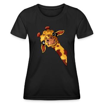 Afrique Vacances Steppe Girafe Amoureux des enfants - T-shirt sport Femme - noir - Devant - AI Model Female 172 light (172cm)