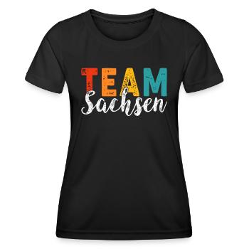 Saxe Design Saxon Drôle - T-shirt sport Femme - noir - Devant - AI Model Female 172 light (172cm)
