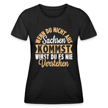 Saxon Drôle - Cadeau Ossi - T-shirt sport Femme - noir - Devant - AI Model Female 172 light (172cm)