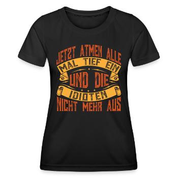 Allemagne de l’Est drôle de dicton - T-shirt sport Femme - noir - Devant - AI Model Female 172 light (172cm)
