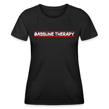TECHNO HARDCORE BASSLINE THERAPY - HARDTEKK - Frauen Funktions-T-Shirt - Schwarz - Vorne - AI Model Female 172 light (172cm)