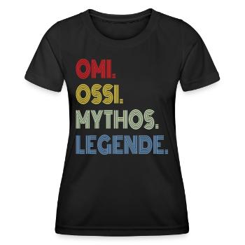 Allemagne de l’Est - Ossi Oma - East Legend - T-shirt sport Femme - noir - Devant - AI Model Female 172 light (172cm)
